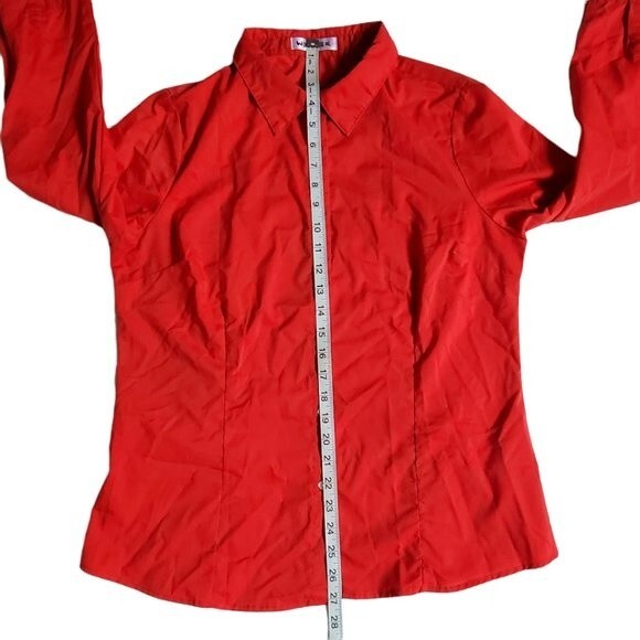 Doublju red long sleeve collared button up top sz XL - Picture 11 of 12